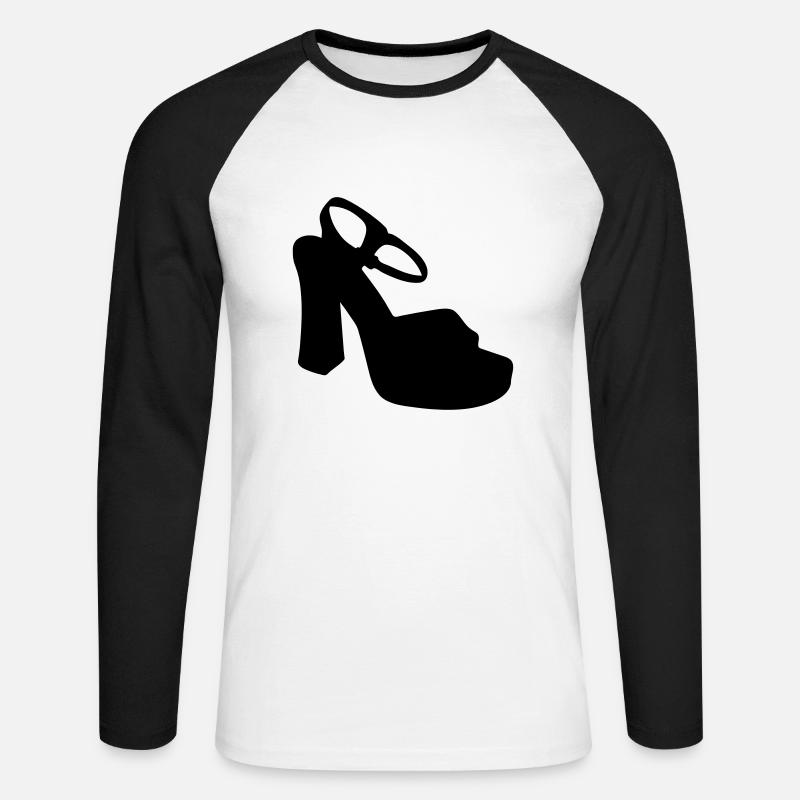 Vector highheels Silhouette - Unisex Baseballshirt langarm - Weiß/Schwarz