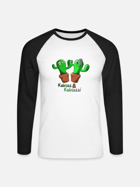 Kaktus & Kaktussi - Unisex Baseballshirt langarm - Weiß/Schwarz
