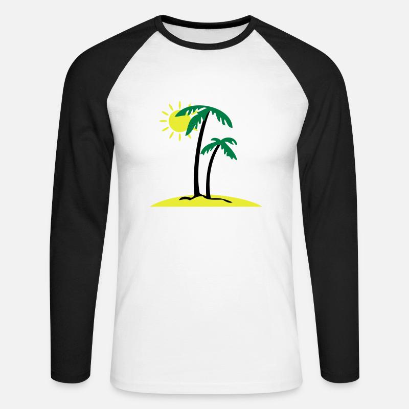 Palminsel - Unisex Baseballshirt langarm - Weiß/Schwarz