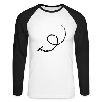 Stunt Flugzeug - Unisex Baseballshirt langarm - Weiß/Schwarz - Vorne - Nik (191cm)