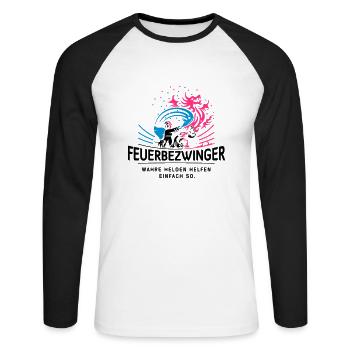 feuerbezwinger - Unisex Baseballshirt langarm - Weiß/Schwarz - Vorne - Nik (191cm)