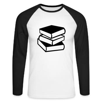 Bücher - Unisex Baseballshirt langarm - Weiß/Schwarz - Vorne - Nik (191cm)