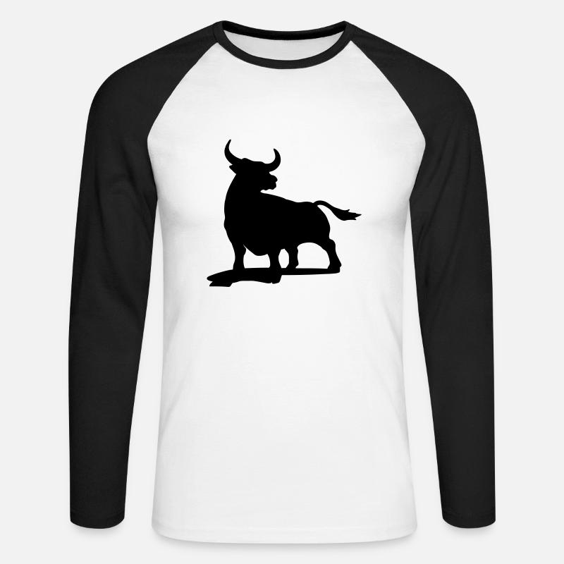 bull_3_1c - Unisex Baseballshirt langarm - Weiß/Schwarz