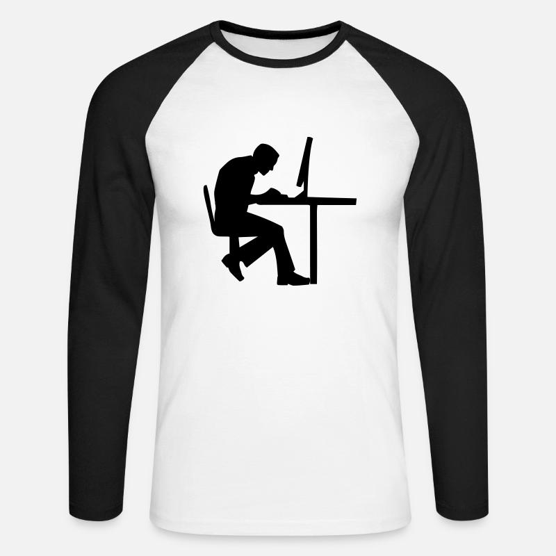 Computer Geek - Unisex Baseballshirt langarm - Weiß/Schwarz