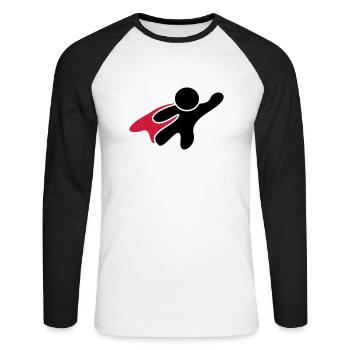 Superhero - T-shirt baseball manches longues Homme - blanc/noir - Devant - Nik (191cm)