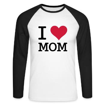 J'aime maman - T-shirt baseball manches longues Homme - blanc/noir - Devant - Nik (191cm)