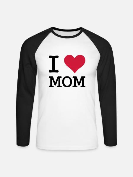 J'aime maman - T-shirt baseball manches longues Homme - blanc/noir