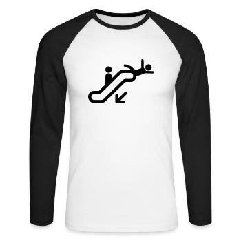 Escalator Cartoon Dessin idée de cadeau faux - T-shirt baseball manches longues Homme - blanc/noir - Devant - Nik (191cm)