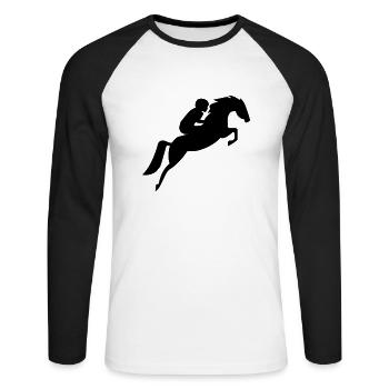 Rider silhouette - horse - riding - dressage - Unisex Long Sleeve Baseball T-Shirt - white/black - Front - Nik (191cm)