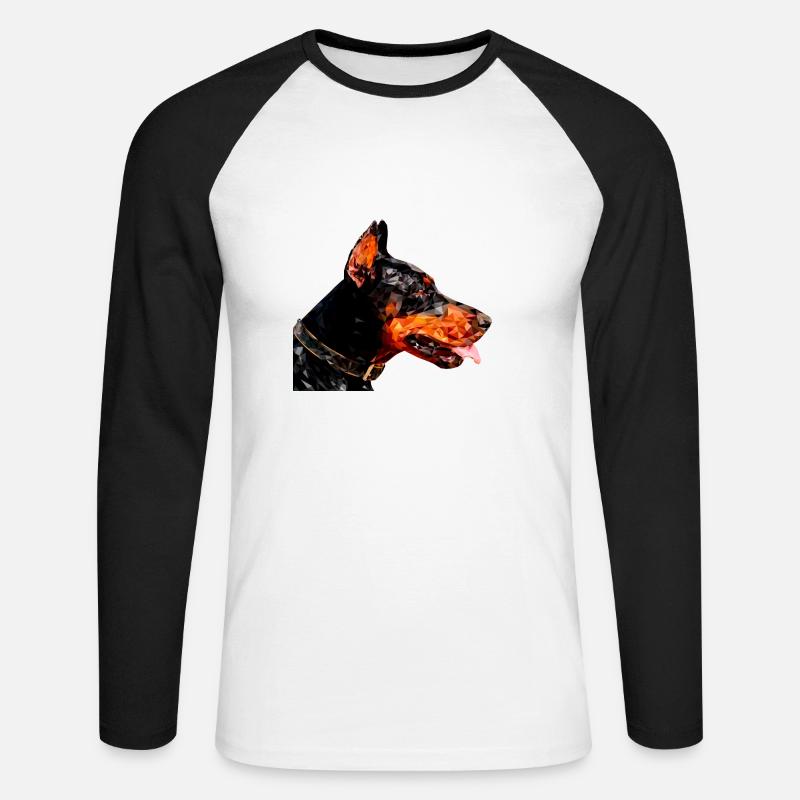 Dobermann - Unisex Baseballshirt langarm - Weiß/Schwarz