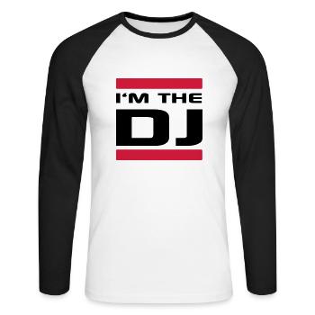 im_the_dj__f2 - Unisex Long Sleeve Baseball T-Shirt - white/black - Front - Nik (191cm)