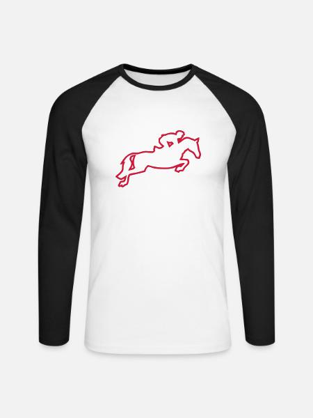 Hindernis springen Reiten trace2 - Unisex Baseballshirt langarm - Weiß/Schwarz