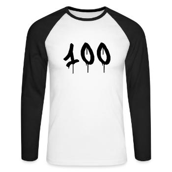 Graffiti : 100 - Unisex Long Sleeve Baseball T-Shirt - white/black - Front - Nik (191cm)