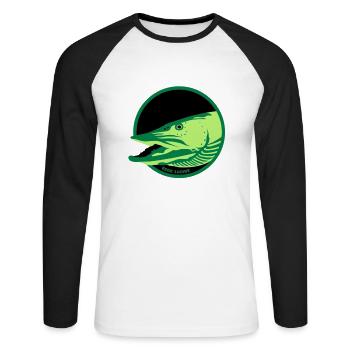 Hecht - Unisex Baseballshirt langarm - Weiß/Schwarz - Vorne - Nik (191cm)