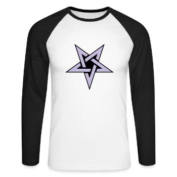 Pentagram__V005 - Unisex Long Sleeve Baseball T-Shirt - white/black - Front - Nik (191cm)