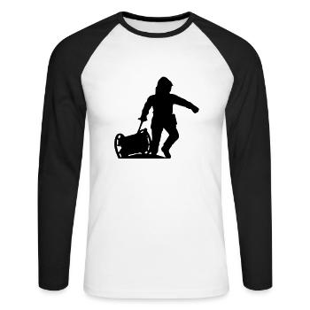 Sapeur Pompier avec dévidoir - T-shirt baseball manches longues Homme - blanc/noir - Devant - Nik (191cm)