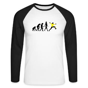 Evolution Handball Torhueterin - Unisex Baseballshirt langarm - Weiß/Schwarz - Vorne - Nik (191cm)