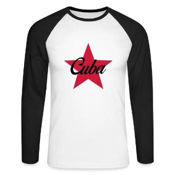 Cuba - T-shirt baseball manches longues Homme - blanc/noir - Devant - Nik (191cm)