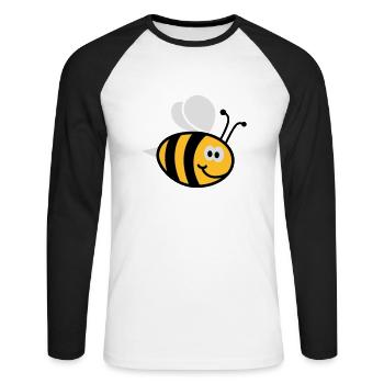 Bienchen 3C - Unisex Baseballshirt langarm - Weiß/Schwarz - Vorne - Nik (191cm)
