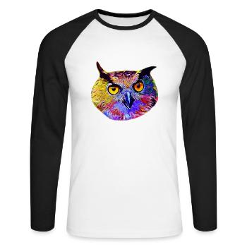 gxp chouette hibou vector art - T-shirt baseball manches longues Homme - blanc/noir - Devant - Nik (191cm)