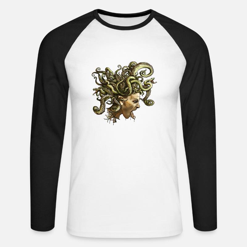 Medusa.png - Unisex Baseballshirt langarm - Weiß/Schwarz