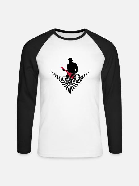 gitarrist - Unisex Baseballshirt langarm - Weiß/Schwarz