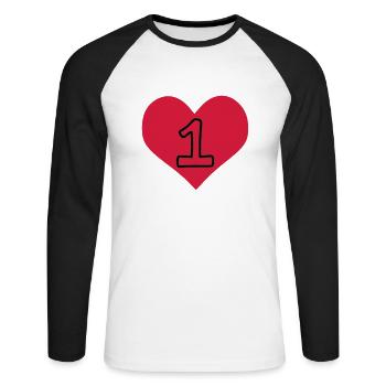 N ° 1 et de coeur - T-shirt baseball manches longues Homme - blanc/noir - Devant - Nik (191cm)