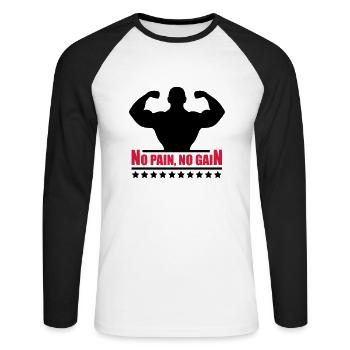 pain_gain_c2 - T-shirt baseball manches longues Homme - blanc/noir - Devant - Nik (191cm)