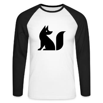 Niedlicher Fuchs Illustration - Unisex Baseballshirt langarm - Weiß/Schwarz - Vorne - Nik (191cm)
