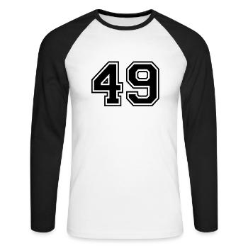 49 - Unisex Baseballshirt langarm - Weiß/Schwarz - Vorne - Nik (191cm)