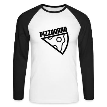 pizzaaaa - T-shirt baseball manches longues Homme - blanc/noir - Devant - Nik (191cm)