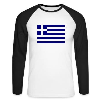 Greece flag - Unisex Long Sleeve Baseball T-Shirt - white/black - Front - Nik (191cm)