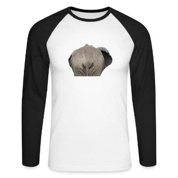 L'éléphant popo - T-shirt baseball manches longues Homme - blanc/noir - Devant - Nik (191cm)