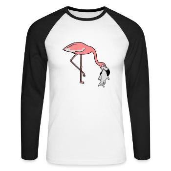 poisson froid faim manger délicieuse bouche sur la nourriture tr - T-shirt baseball manches longues Homme - blanc/noir - Devant - Nik (191cm)