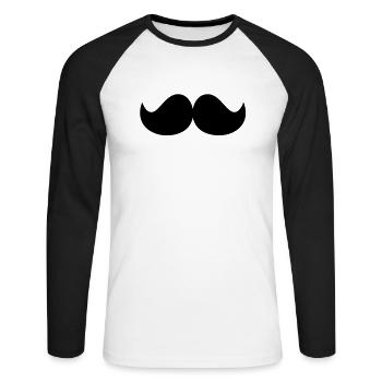 moustache - T-shirt baseball manches longues Homme - blanc/noir - Devant - Nik (191cm)