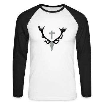 Insigne de chasse - T-shirt baseball manches longues Homme - blanc/noir - Devant - Nik (191cm)