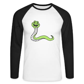 tête de serpent monstre boese dangereux la - T-shirt baseball manches longues Homme - blanc/noir - Devant - Nik (191cm)