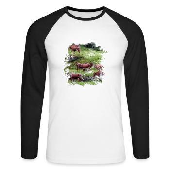 Dairy cows on the Hochalm - Unisex Long Sleeve Baseball T-Shirt - white/black - Front - Nik (191cm)