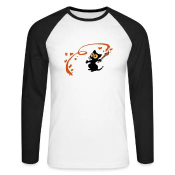 Kitten Malerin Georgia - Unisex Baseballshirt langarm - Weiß/Schwarz - Vorne - Nik (191cm)