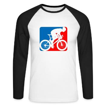 logo de vélo de route - T-shirt baseball manches longues Homme - blanc/noir - Devant - Nik (191cm)