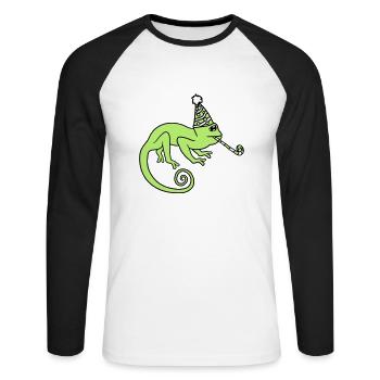 triste anniversaire seul fête des cadeaux - T-shirt baseball manches longues Homme - blanc/noir - Devant - Nik (191cm)