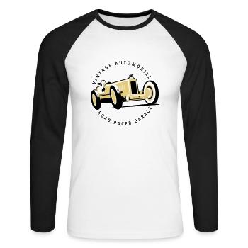 Car garage - T-shirt baseball manches longues Homme - blanc/noir - Devant - Nik (191cm)