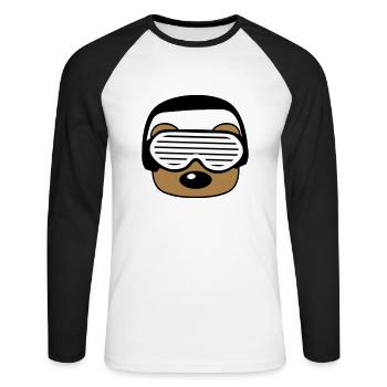 gesicht kopf feiern party dj kopfhoerer musik spas - Unisex Baseballshirt langarm - Weiß/Schwarz - Vorne - Nik (191cm)