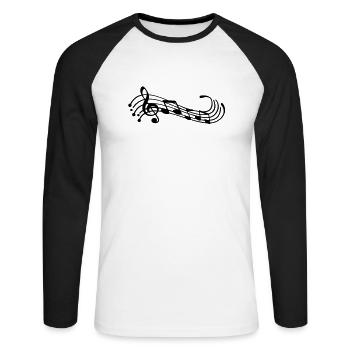 music_notes__f1 - T-shirt baseball manches longues Homme - blanc/noir - Devant - Nik (191cm)