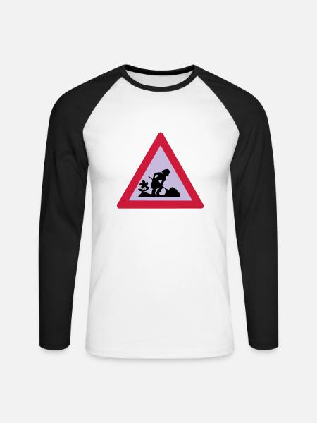 baustelle - Unisex Long Sleeve Baseball T-Shirt - white/black