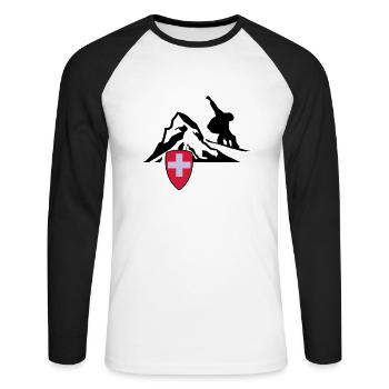 Matterhorn Zermatt Suisse - T-shirt baseball manches longues Homme - blanc/noir - Devant - Nik (191cm)