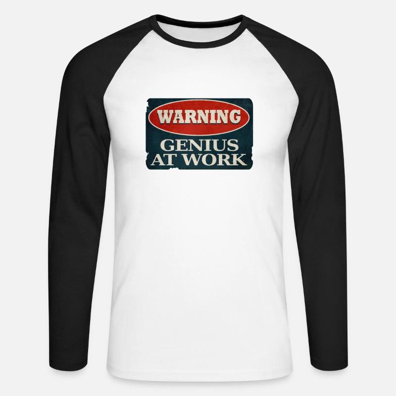 Genius AT Work - Unisex Baseballshirt langarm - Weiß/Schwarz