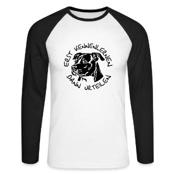 409S Staffordshire Terrier - Unisex Long Sleeve Baseball T-Shirt - white/black - Front - Nik (191cm)