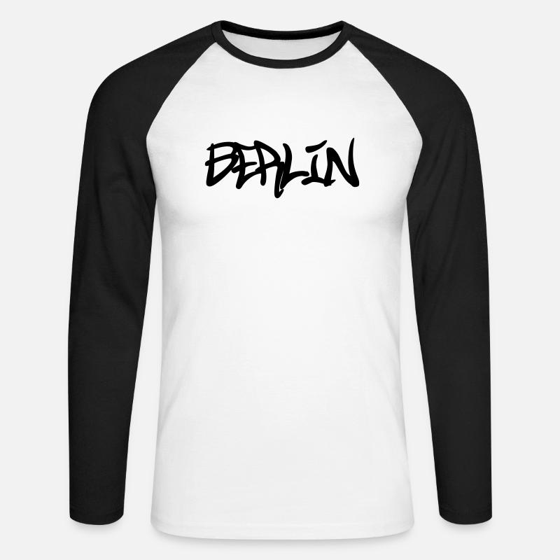 Berlin Graffiti - Unisex Baseballshirt langarm - Weiß/Schwarz