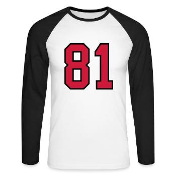81 sports jersey football number new - Unisex Long Sleeve Baseball T-Shirt - white/black - Front - Nik (191cm)